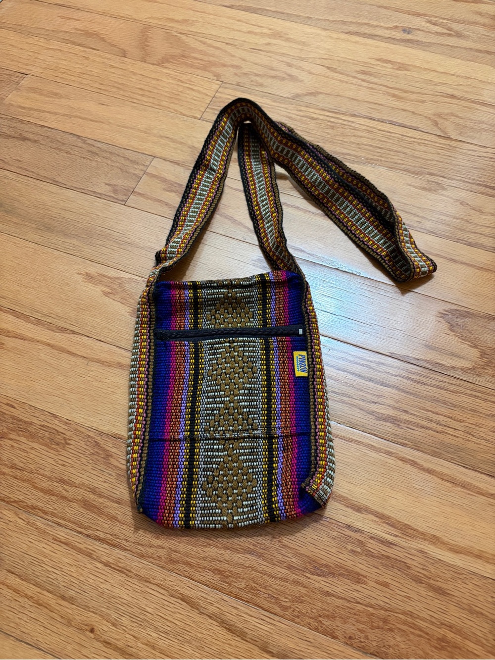 Boho Woven Crossbody Bag in Purple and Gold